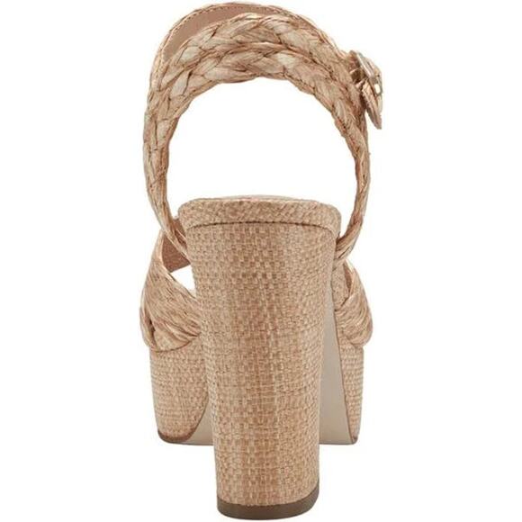 Marc Fisher LTD Michela Braided Raffia Platform Sandals In Natural 101 sz 10 - Picture 6 of 8
